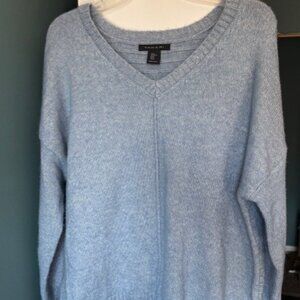 Tahari XL Blue Wash Sweater Long Sleeve Wool Tunic Casual Ribbed Stretch Cozy